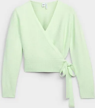 Twik Womens Fluffy knit crossover Cardigan Sweater