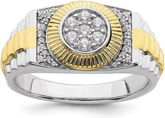 Diamond2Deal 10k Two-tone Lab Grown Diamond Wedding Band Ring 0.33Ct Clarity- VS Color- G-H