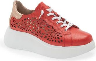 Wonders Laser Cutout Platform Sneaker in Flame/Rame at Nordstrom, Size 9.5-10Us