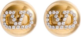 Valentino Garavani Vlogo Crystal-embellished Stud Earrings - Gold - One Size