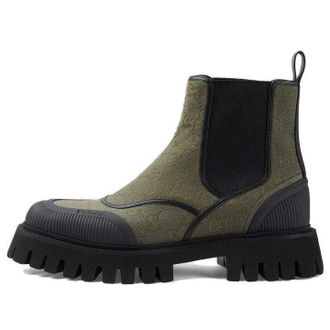 Gucci GG Ankle Boots Black Olive 739777-FAB5I-8748
