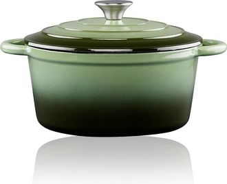 Alpina Cacerola De Hierro Fundido Esmaltado Color Verde 3,8 L, &Oslash;24 X 11,8 Cm