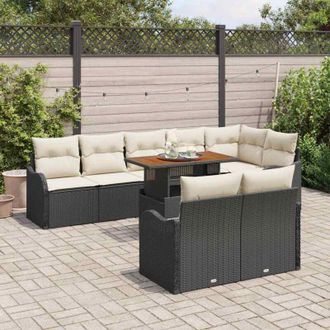 vidaXL Conjunto De Sof&aacute; De Jard&iacute;n 9 Pcs Negro Polirat&aacute;n Vidaxl
