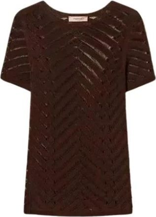 Twinset Fitted Chevron Jumper - Dames - Blouses - Bruin - S - Leer - Overhemden