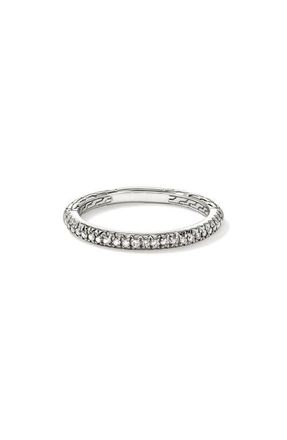 John Hardy JH Essentials Pavé Band Ring, Diamonds, 2mm in Silver at Nordstrom, Size 8