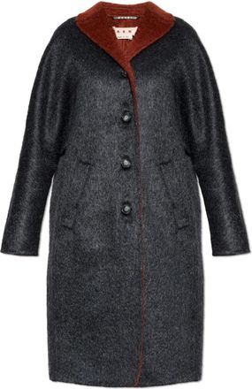 Marni Jassen, Dames, Grijs, S, Jas Met Mohair Afwerking