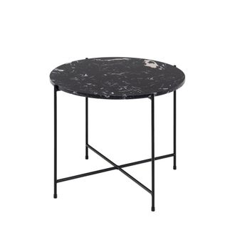 DRAWER Mesa auxiliar redonda de m&aacute;rmol &oslash;52cm - Negro
