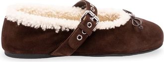 Miu Miu Suede And Shearling Ballerinas