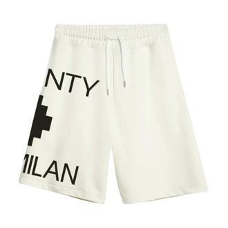 Marcelo Burlon Training Shorts, male, Beige, Size: XL Bermuda con stampa logo