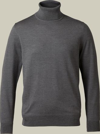 CHARLES TYRWHITT Pure Merino Roll Neck Wool Jumper - Grey Size Large by Charles Tyrwhitt