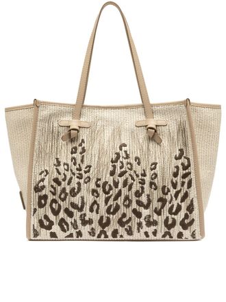 Gianni Chiarini Marcella Abstract Leopard Print Woven Tote