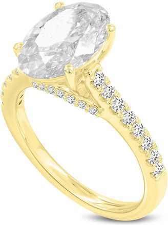 LuvMyJewelry Tasia 14K Yellow Gold Oval Lab Grown Diamond Engagement Ring - 3.43 Ct