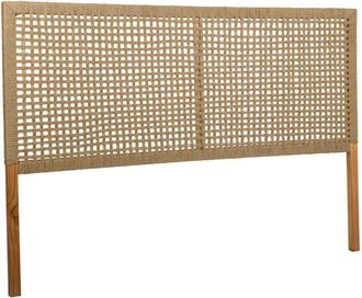 Wanderlust Deco Cabezal de la cama de madera y cuerda trenzada marron