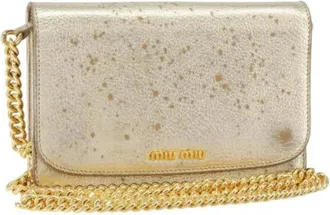 Miu Miu Pre-owned Clutches, female, Yellow, Size: ONE SIZE Pre-owned Leather Shoulder Bag