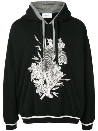 Ports V Hoodie met geborduurde tijger - Zwart