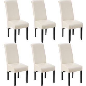TecTake Dining Chair Set Of 6 - Cream | Size: 6 Pack