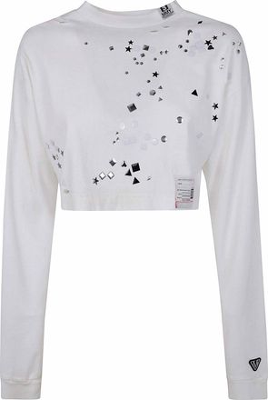 Miharayasuhiro Embellished Distressed Long Sleeves Mini Tee