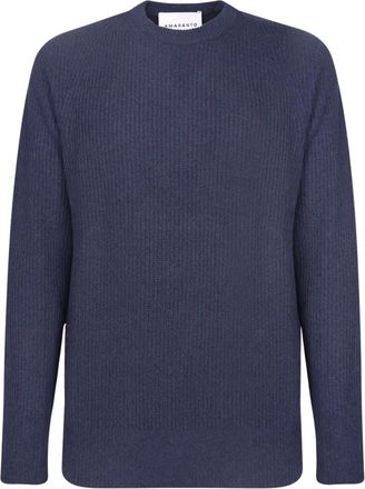 Amaranto Amar&aacute;nto - Trui met ronde hals van wol en kasjmier - Heren - Truien - Blauw - Maat: S Wol