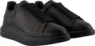 Alexander McQueen Mens Oversize Leather Sneaker Black Calfskin