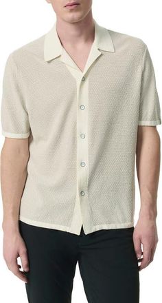 Rag & Bone Zigzag Avery Zuma Toweling Camp Shirt in Ivory at Nordstrom, Size Xx-Large