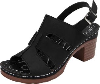 Generic RLEHJN Wedge Walking Sandals for Women Ankle Strap, Womens Platform Chunky Heels Round Open Toe High Heeled Sandals Comfortable Wedges Shoes for Party