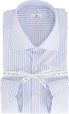 Sonrisa Camicia - Heren - Zakelijke Overhemden - Blauw - M - Katoen - Overhemden