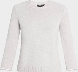 Theory Stitched Wool-Cashmere Crewneck Sweater
