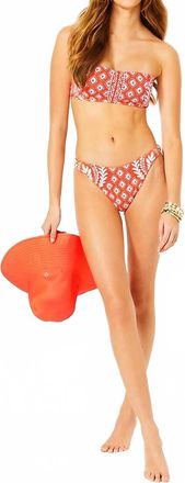 Lilly Pulitzer Vizelle Bandeau Top In Flamingo Feather Harbour View Engineered