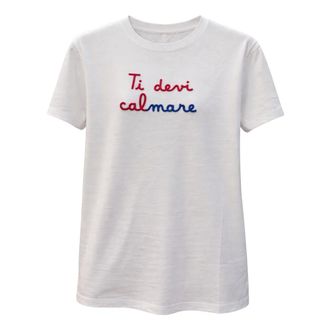 Saint Barth T-Shirts, female, White, Size: L T-shirt con scritta Ti Devi Calmare