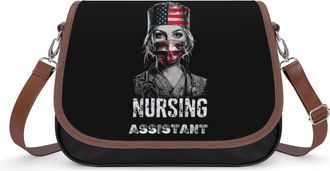 Generic Nursing Assistant U.S. Flag Small Womens Crossbody Bags Shoulder Handbag with Adjustable Strap for Travel