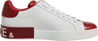 Dolce & Gabbana White Red Leather Portofino Men Sneaker Mens Shoes (Pre-Owned)