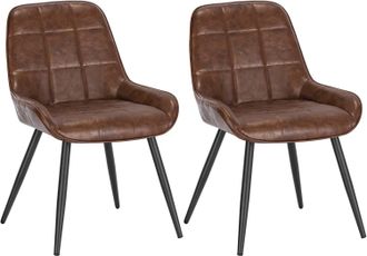Woltu 2x Sillas De Comedor Silla Ergon&oacute;mica Con Respaldo Silla De Piel Sintetica En Estructura Metal Sillas Para Dormitorio Sal&oacute;n Comedor Y Cocina Marrone -