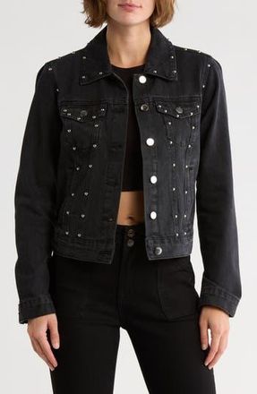 Vigoss Studded Denim Jacket in Washed Black at Nordstrom Rack, Size Small