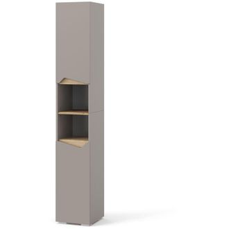 Vicco Armadio per il bagno Marelle, Grigio, 30 x 180 cm con porte e vani aperti
