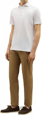 Boglioli Cotton Jersey Short Sleeve Polo Shirt In White