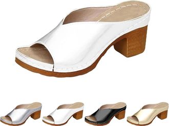 Generic 2026 New Womens Platform Chunky Heels Low Block Heeled Sandal s Classic Casual Slip on Dressy Shoes (2,6.5)