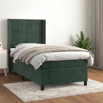 vidaXL Cama Box Spring Con Colch&oacute;n Terciopelo Verde Oscuro 80x200 Cm Vidaxl