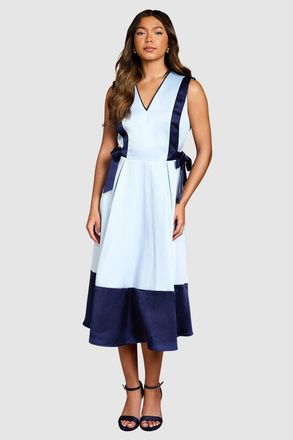Coast Bow Satin Midi Dress in Pale Blue at Nordstrom, Size 12