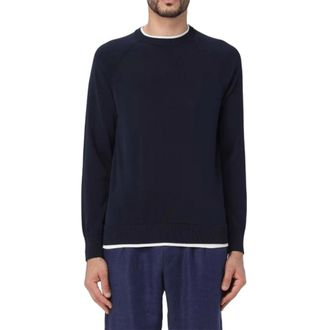 Eleventy Round-neck Knitwear, male, Blue, Size: S Cozy Knit Sweater