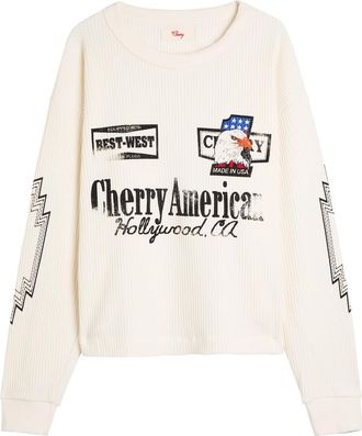 Cherry Los Angeles Best West Thermal Printed Waffle T-shirt - White - L
