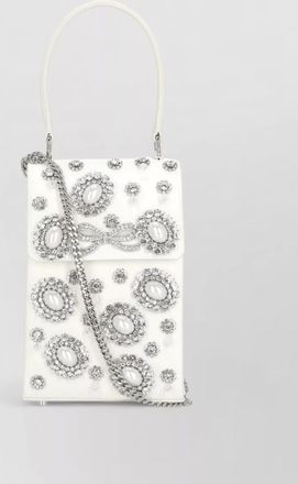 Self Portrait crystal mini bag top handle bow