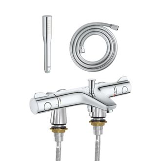 GROHE Grohtherm 800 - Mezclador Termost&aacute;tico De Ba&ntilde;o Con Conexiones Murales Idroflex, Teleducha De 1 Chorro Y Flexo De Ducha