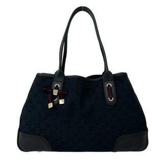 Gucci Black Canvas Leather Handbag Tote Bag (Pre-Owned)