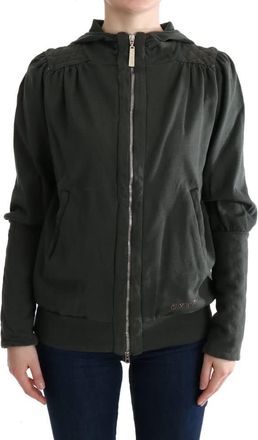 Exte Top Hooded Cotton Zipper Womens Sweater