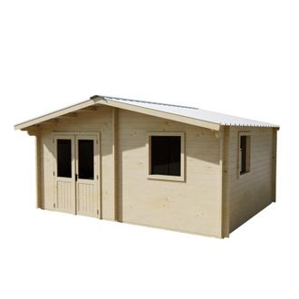 Foresta Caseta De Jard&iacute;n De Madera De Abeto 500x400 Cm - Espesor De Pared 42 Mm - Techo De Acero Galvanizado - 2 Ventanas De Cristal - Nax5040 Foresta