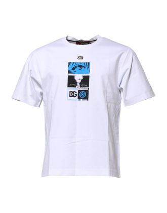 Dolce & Gabbana Mens White Cotton Crew Neck Graphic Print T-Shirt Nylon Elastane