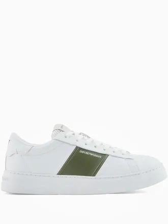 Emporio Armani contrasting-panel sneakers - men - Calf Leather/Rubber/Calf Leather/Bovine Leather (top grain)/Fabric - 9 - White