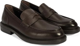 Desa Man Leather Slip-On Shoes - Moccasin Style, Round Toe, Flat Heel, Breathable | Brown - 43