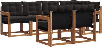 vidaXL Conjunto De Sof&aacute;s De Exterior 7 Uds. Natural Y Negro Vidaxl