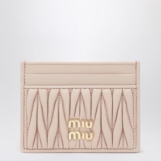 Miu Miu Powder pink matelassé nappa leather card holder